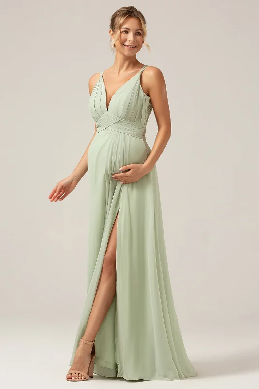 "Limited - Time Offer: Up to 50% Off on Women's Dresses!"A-Line Pleated Chiffon Long Dusty Sage Bridesmaid Dress "Limited - Time Offer: Up to 50% Off on Women's Dresses!"A-Line Pleated Chiffon Long Dusty Sage Bridesmaid Dress