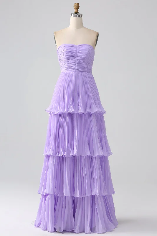 "Short dresses for women for a night out clubbing"A-Line Sweetheart Lilac Tiered Chiffon Long Bridesmaid Dress with Pleated "Short dresses for women for a night out clubbing"A-Line Sweetheart Lilac Tiered Chiffon Long Bridesmaid Dress with Pleated