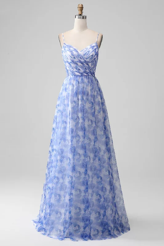 "New Arrivals Discount: 20% Off on Latest Women's Dress Collections"Blue Print A Line Spaghetti Straps Long Bridesmaid Dress "New Arrivals Discount: 20% Off on Latest Women's Dress Collections"Blue Print A Line Spaghetti Straps Long Bridesmaid Dress