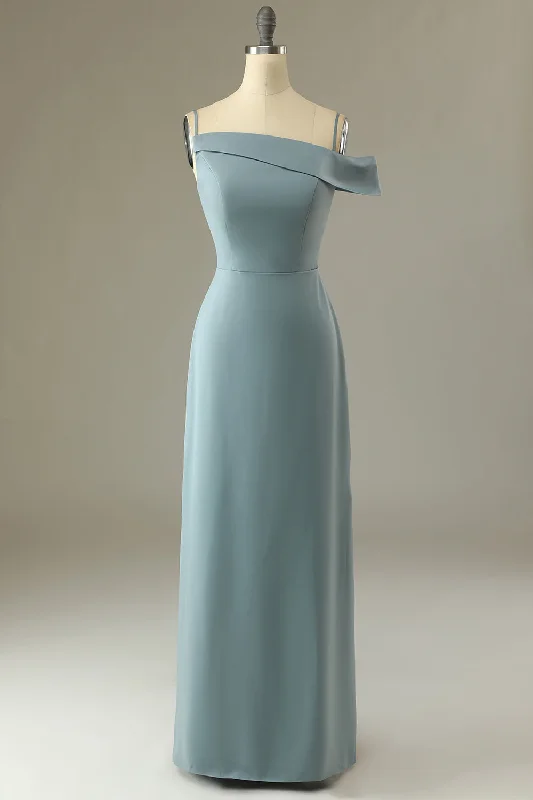 "Midi dresses for women with unique patterns"Blue Sheath Simple Prom Dress