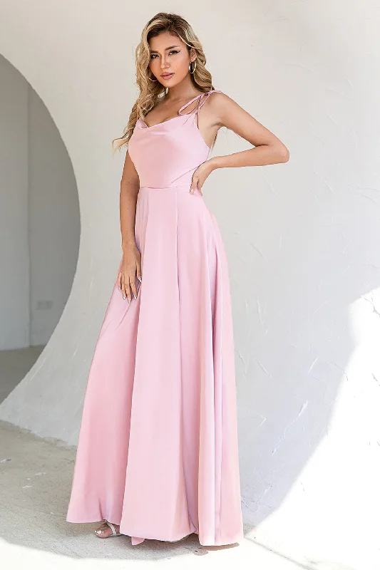 "Homecoming dresses for women to stand out"Blush Spaghetti Straps Long Prom Dress with Slit "Homecoming dresses for women to stand out"Blush Spaghetti Straps Long Prom Dress with Slit