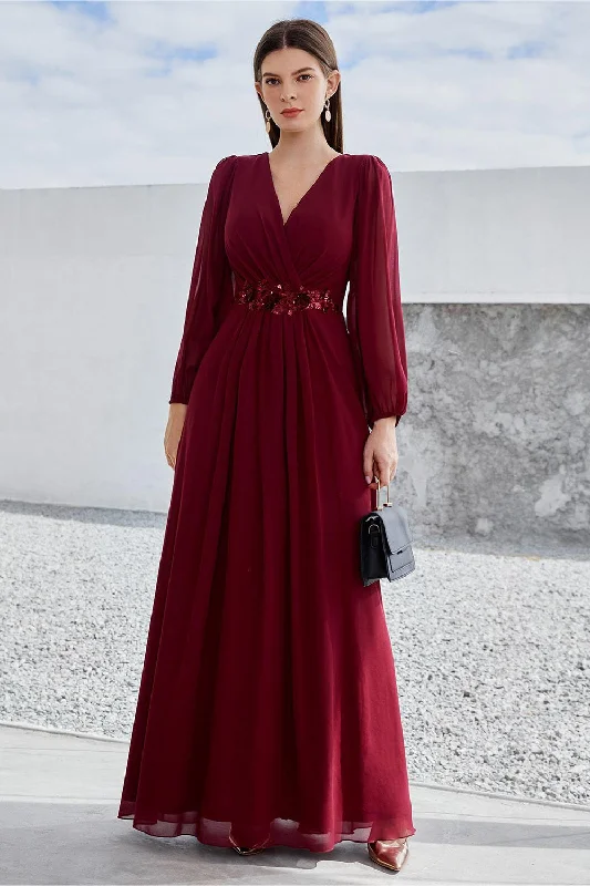 "Bodycon dresses for women to show off curves"Burgundy Long Sleeves A Line Mother of the Bride Dress "Bodycon dresses for women to show off curves"Burgundy Long Sleeves A Line Mother of the Bride Dress