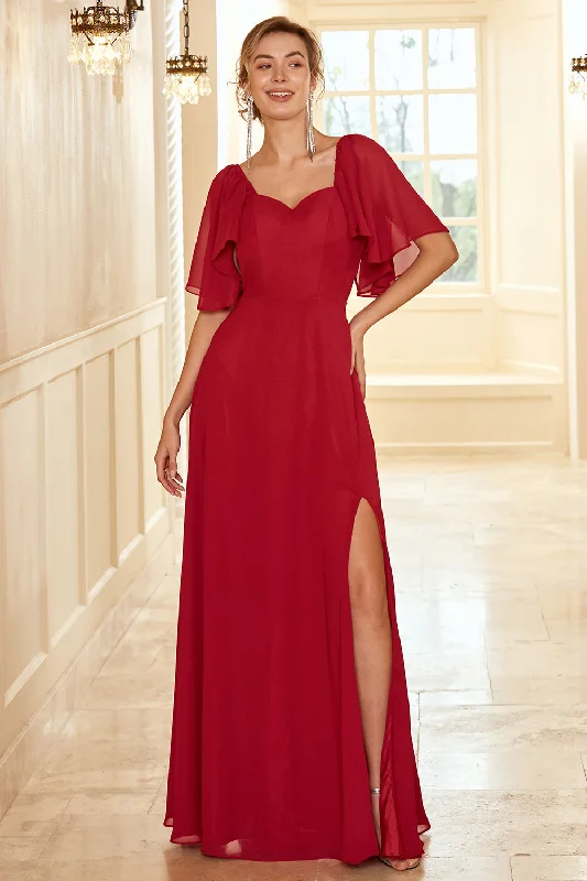 "Black tie dresses for women for formal galas"Burgundy Open Back Boho Bridesmaid Dress with Ruffles "Black tie dresses for women for formal galas"Burgundy Open Back Boho Bridesmaid Dress with Ruffles