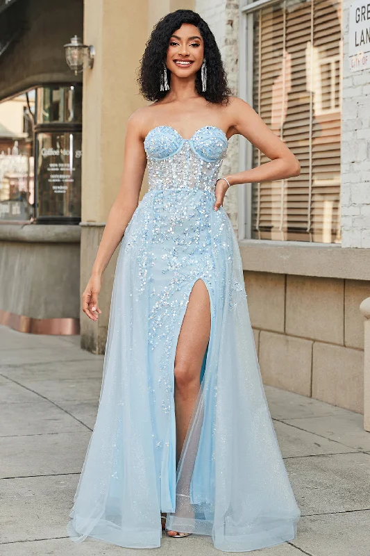 "Stylish cocktail dresses for women on a budget"Charming A Line Sweetheart Blue Corset Prom Dress with Beading Slit "Stylish cocktail dresses for women on a budget"Charming A Line Sweetheart Blue Corset Prom Dress with Beading Slit