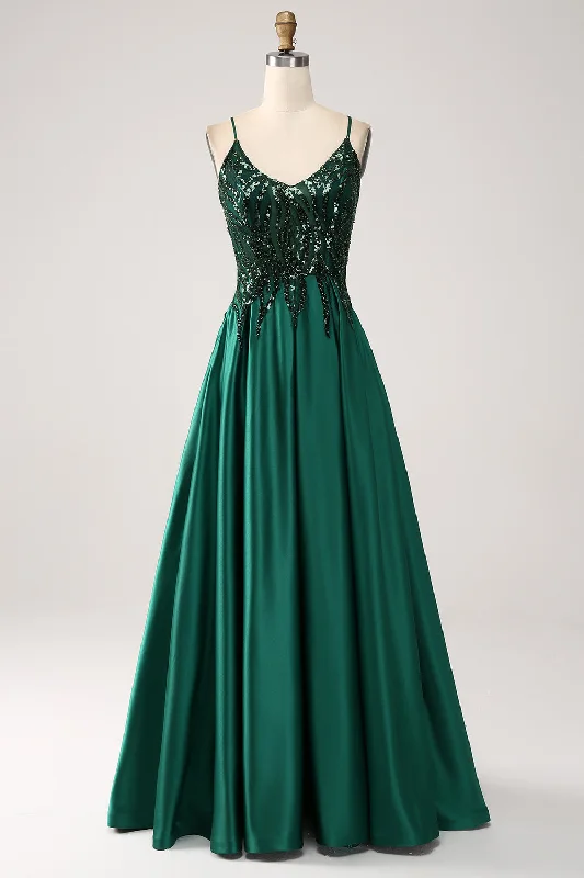 "Short dresses for women for a night out clubbing"Dark Green A-Line Spaghetti Straps Long Prom Dress "Short dresses for women for a night out clubbing"Dark Green A-Line Spaghetti Straps Long Prom Dress