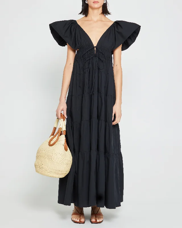 Long - Line Maxi Dresses with a Cape - Like DesignFallen Dress