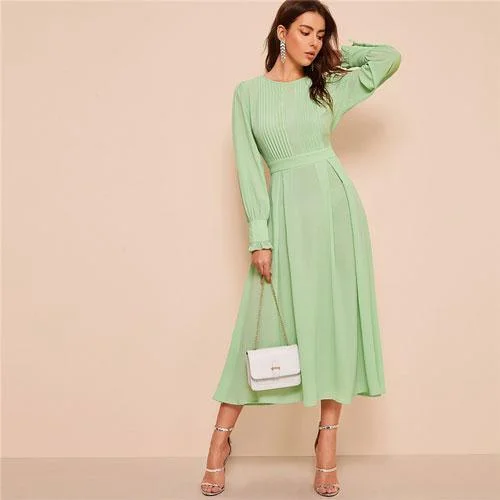 Mermaid - Hem Maxi Dresses for a Glamorous LookFashionSierra - Frilled Cuff Pleated Panel Fit And Flare Maxi Dress Mermaid - Hem Maxi Dresses for a Glamorous LookFashionSierra - Frilled Cuff Pleated Panel Fit And Flare Maxi Dress