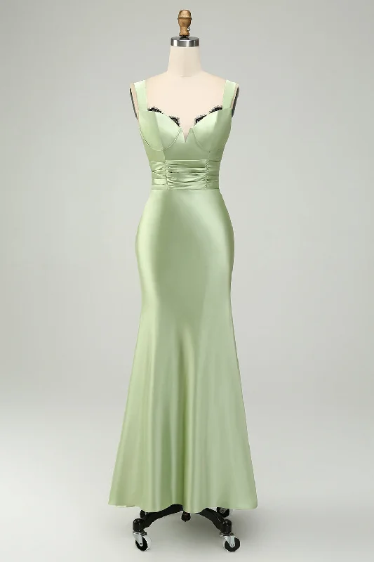 "Exclusive Discount: 30% Off All Women's Dresses for a Limited Period"Green Satin Mermaid Long Bridesmaid Dress with Eyelash Lace "Exclusive Discount: 30% Off All Women's Dresses for a Limited Period"Green Satin Mermaid Long Bridesmaid Dress with Eyelash Lace