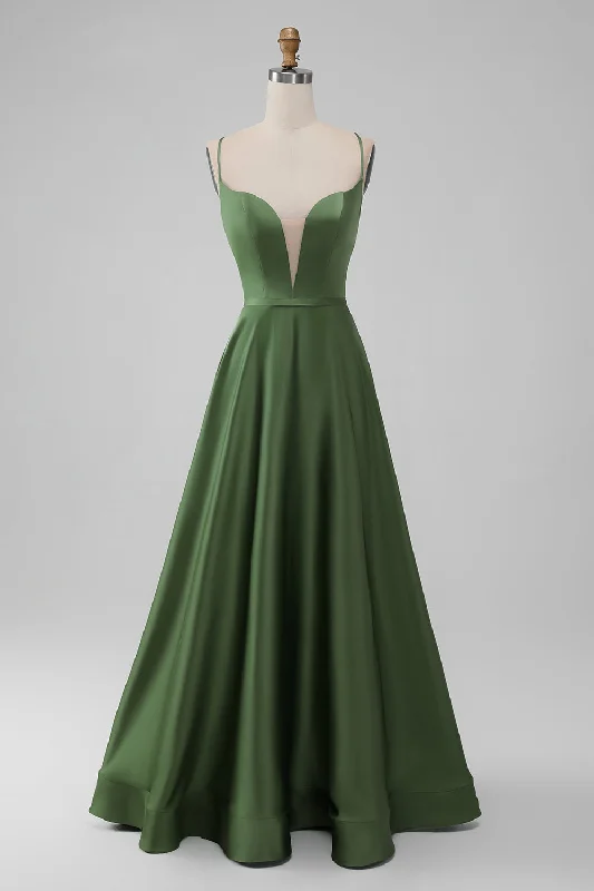 "White dresses for women for a fresh and clean look"Green Satin V Neck A-line Long Bridesmaid Dress "White dresses for women for a fresh and clean look"Green Satin V Neck A-line Long Bridesmaid Dress