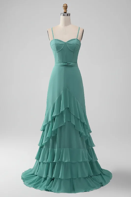 "Bundle and Save: Buy Multiple Women's Dresses and Get a Discount"Grey Green Spaghetti Straps A Line Bridesmaid Dress with Ruffles "Bundle and Save: Buy Multiple Women's Dresses and Get a Discount"Grey Green Spaghetti Straps A Line Bridesmaid Dress with Ruffles