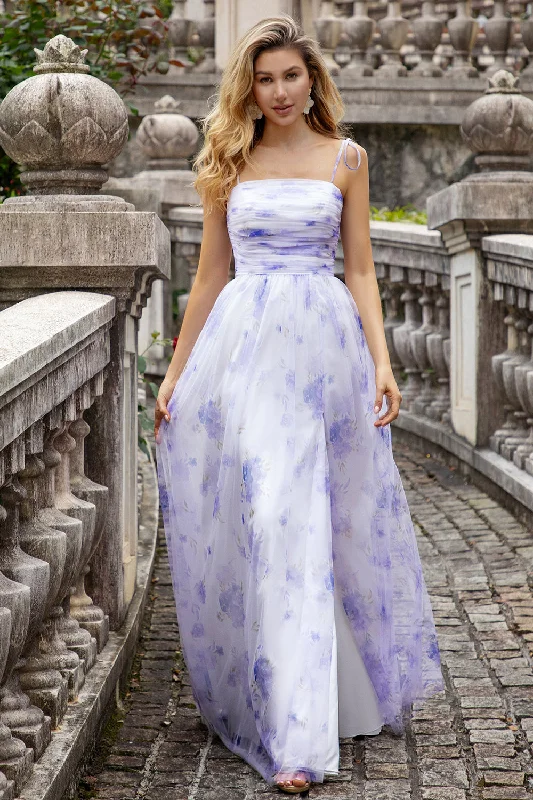 "Work - appropriate dresses for professional women"Lavender Flower A Line Spaghetti Straps Long Bridesmaid Dress with Slit "Work - appropriate dresses for professional women"Lavender Flower A Line Spaghetti Straps Long Bridesmaid Dress with Slit
