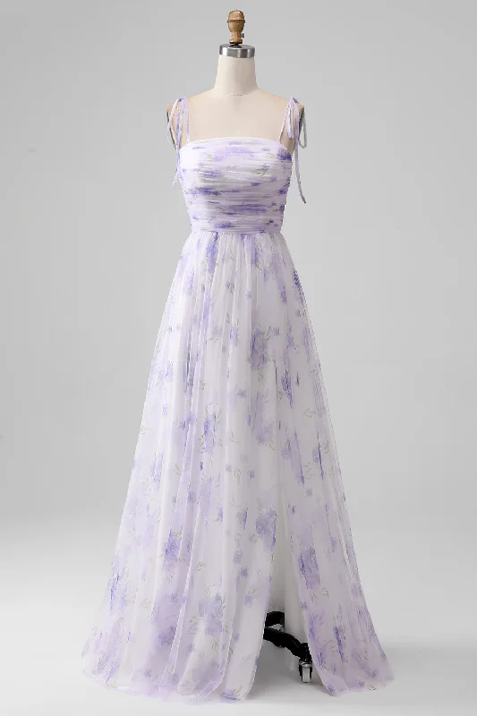 "VIP Sale: Extra 15% Off on Women's Dresses for Our Loyal Customers"Lavender Flower Spaghetti Straps A Line Long Bridesmaid Dress with Slit "VIP Sale: Extra 15% Off on Women's Dresses for Our Loyal Customers"Lavender Flower Spaghetti Straps A Line Long Bridesmaid Dress with Slit