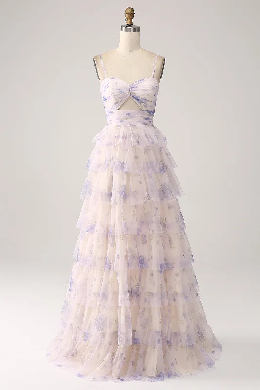 "Mermaid - style wedding dresses for women for a dramatic look"Lavender Flower Tiered Princess Long Prom Dress "Mermaid - style wedding dresses for women for a dramatic look"Lavender Flower Tiered Princess Long Prom Dress