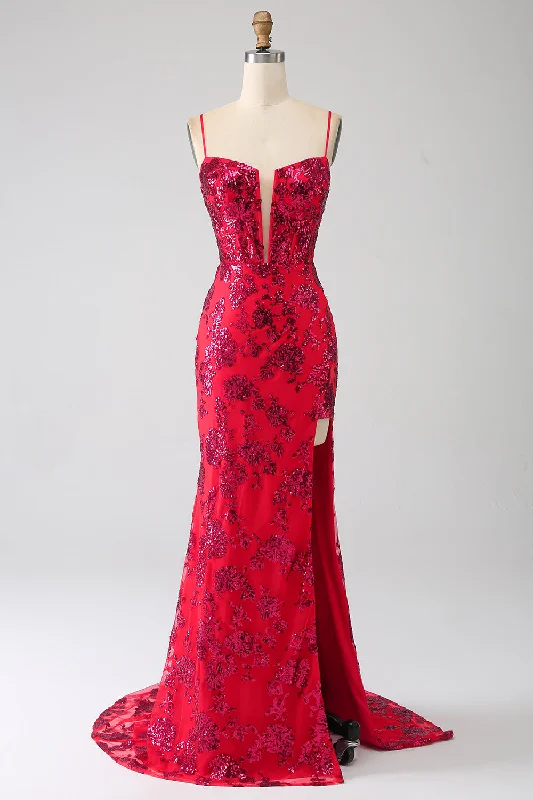 "Denim dresses for women for a casual and cool style"Mermaid Dark Red Sequins Prom Dress with Slit "Denim dresses for women for a casual and cool style"Mermaid Dark Red Sequins Prom Dress with Slit