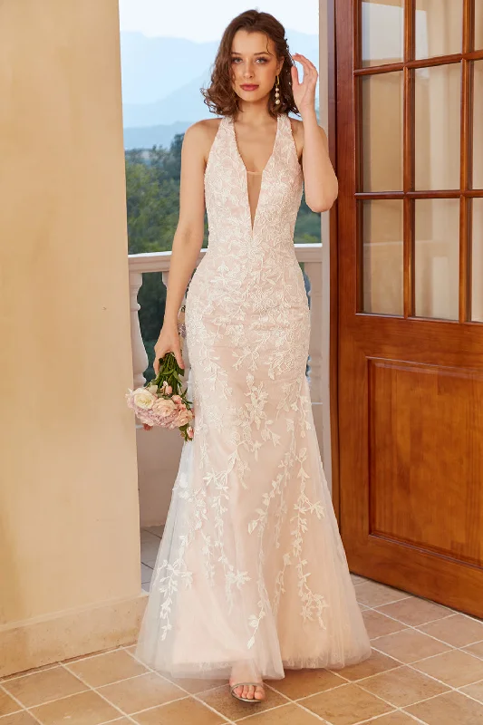 "Shirt dresses for women for a smart - casual style"Mermaid Deep V Neck White Lace Wedding Dress with Appliques "Shirt dresses for women for a smart - casual style"Mermaid Deep V Neck White Lace Wedding Dress with Appliques