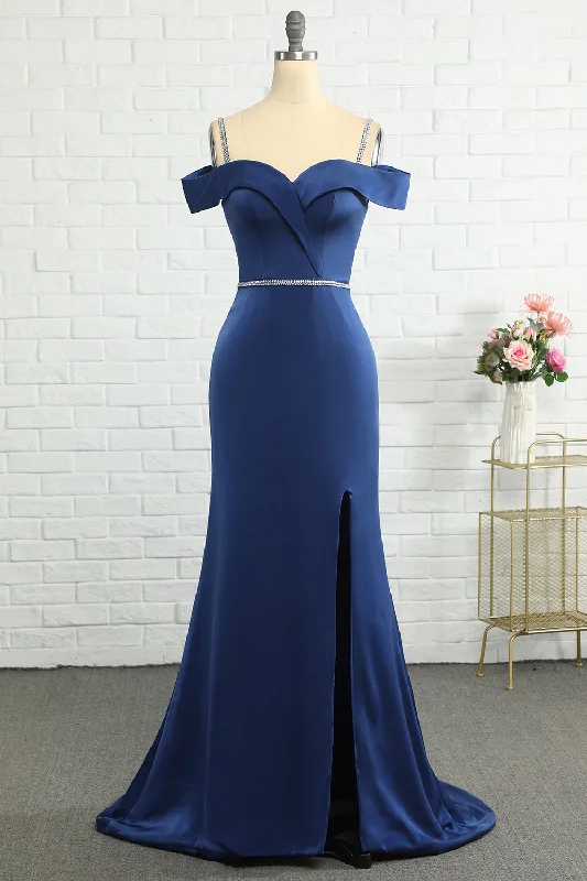 "Denim dresses for women for a casual and cool style"Mermaid Off the Shoulder Navy Bridesmaid Dress with Beading "Denim dresses for women for a casual and cool style"Mermaid Off the Shoulder Navy Bridesmaid Dress with Beading