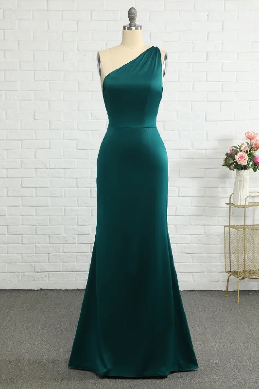 "Limited - Time Offer: Up to 50% Off on Women's Dresses!"Mermaid One Shoulder Dark Green Long Bridesmaid Dress "Limited - Time Offer: Up to 50% Off on Women's Dresses!"Mermaid One Shoulder Dark Green Long Bridesmaid Dress