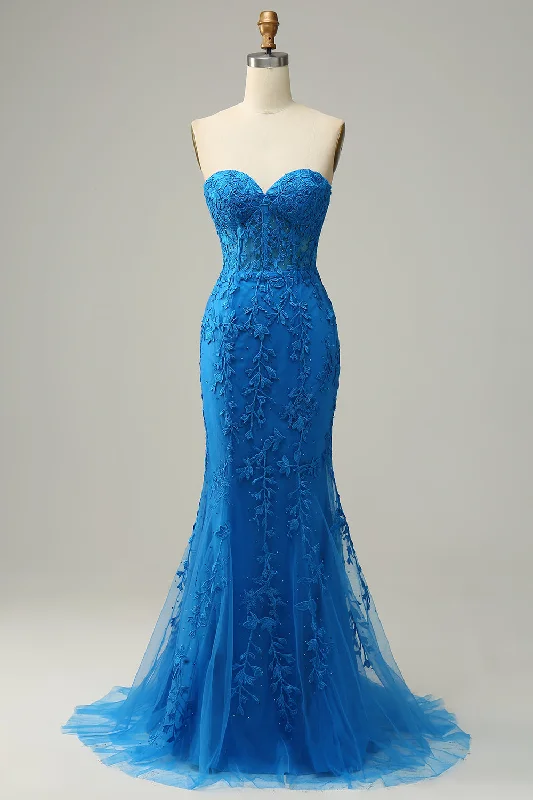 "White dresses for women for a fresh and clean look"Mermaid Sweetheart Royal Blue Long Prom Dress with Criss Cross Back "White dresses for women for a fresh and clean look"Mermaid Sweetheart Royal Blue Long Prom Dress with Criss Cross Back