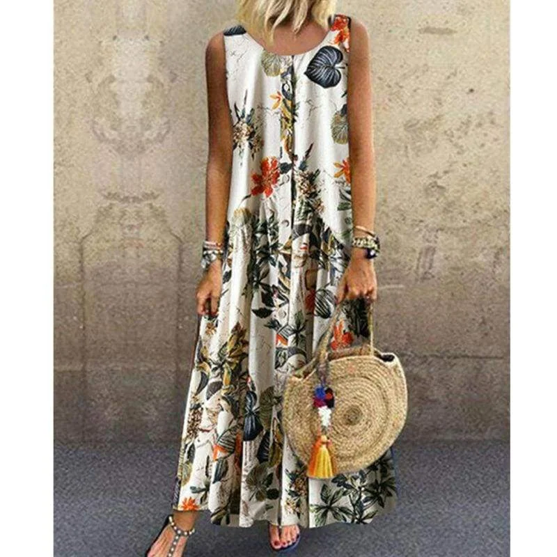 Sunny Yellow Maxi Dresses for a Cheerful LookFashionSierra - New Women's Boho Sleeveless Summer Dress