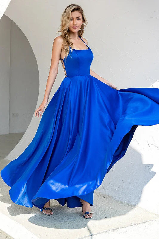 "Simple wedding dresses for women who prefer understated elegance"Royal Blue Backless Satin Prom Dress "Simple wedding dresses for women who prefer understated elegance"Royal Blue Backless Satin Prom Dress
