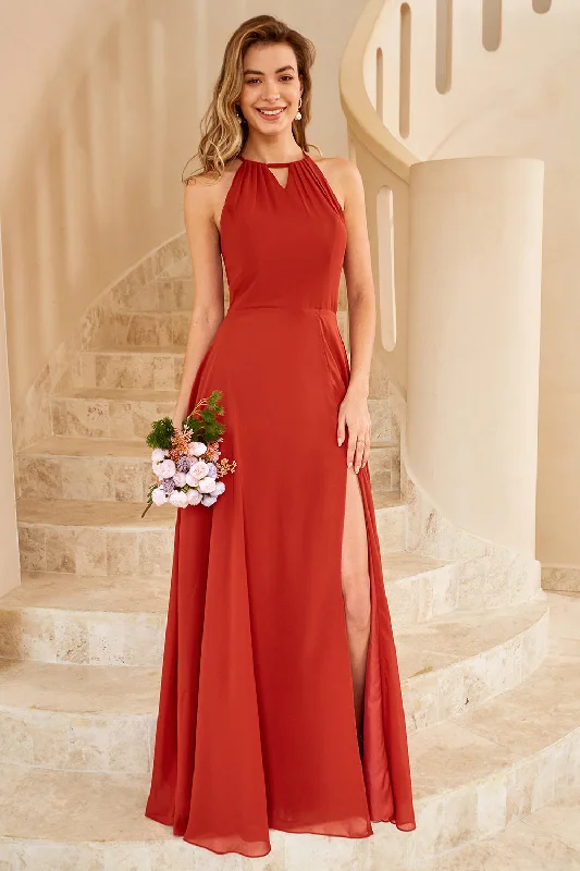 "Buy One, Get One 50% Off on Women's Dresses - Don't Miss Out!"Rust Brown Open Back Bridesmaid Dress "Buy One, Get One 50% Off on Women's Dresses - Don't Miss Out!"Rust Brown Open Back Bridesmaid Dress