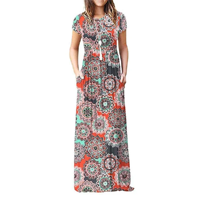 Short - Sleeved Maxi Dresses for Summer EveningsFashionSierra - Summer Short Sleeve Long Dress Floral Print Boho Beach Dress Tunic Maxi Dress Short - Sleeved Maxi Dresses for Summer EveningsFashionSierra - Summer Short Sleeve Long Dress Floral Print Boho Beach Dress Tunic Maxi Dress