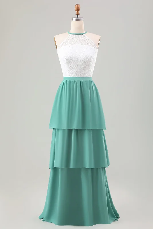 "Shirt dresses for women for a smart - casual style"Eucalyptus A Line Tiered Ruffled Long Bridesmaid Dress With Lace "Shirt dresses for women for a smart - casual style"Eucalyptus A Line Tiered Ruffled Long Bridesmaid Dress With Lace