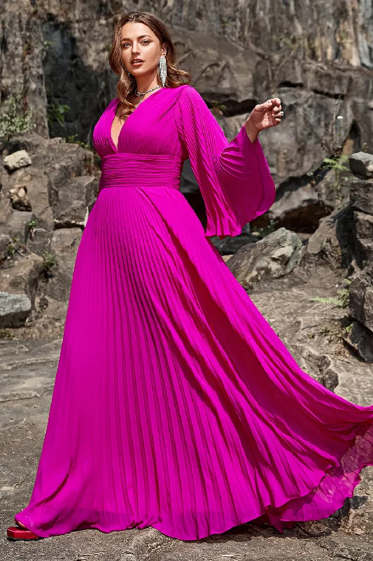Party Dresses with High Low Sheer Skirt and Embroidered Birds for Ladies' Nature Inspired and Dramatic LookA Line Deep V Neck Dark Fuchsia Plus Size Prom Dress with Long Sleeves Party Dresses with High Low Sheer Skirt and Embroidered Birds for Ladies' Nature Inspired and Dramatic LookA Line Deep V Neck Dark Fuchsia Plus Size Prom Dress with Long Sleeves