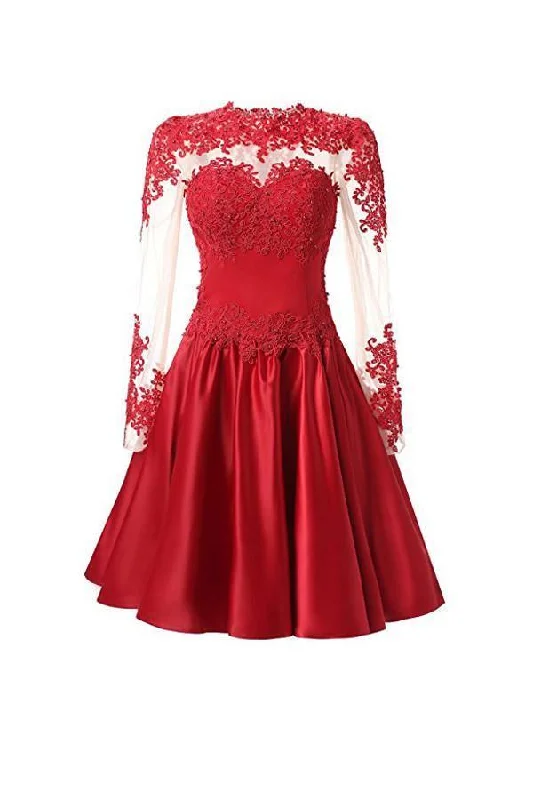 A Line Tulle Party Dresses for Ladies with Petite FiguresA Line Long Sleeves With Applique Homecoming Dresses PG088 A Line Tulle Party Dresses for Ladies with Petite FiguresA Line Long Sleeves With Applique Homecoming Dresses PG088