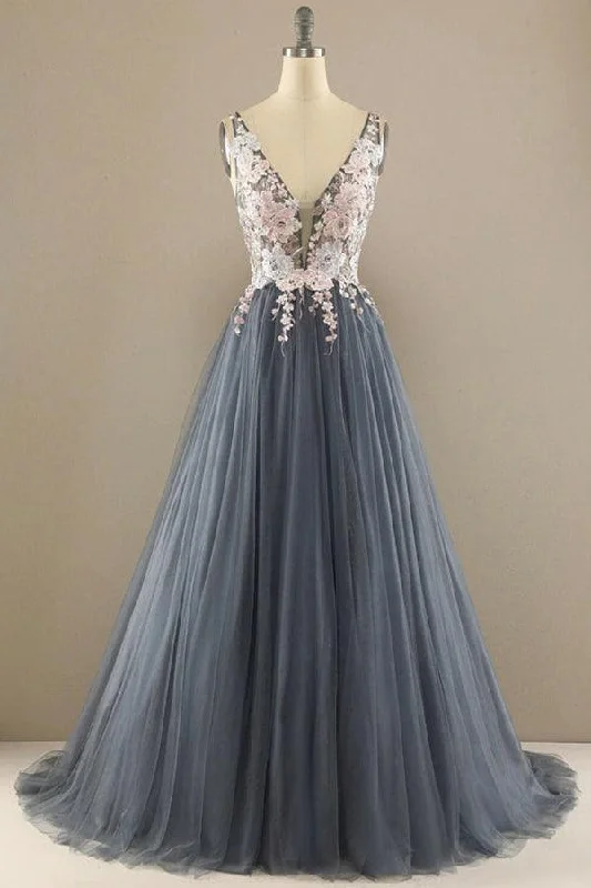 Party Dresses with Satin and Lace Trimmed Neckline and Ruffled Sleeves and Embroidered Skirt for Ladies' Sophisticated and Intricate LookA-line V Neck Tulle Prom Dress Floral Lace Formal Dress PSK323 Party Dresses with Satin and Lace Trimmed Neckline and Ruffled Sleeves and Embroidered Skirt for Ladies' Sophisticated and Intricate LookA-line V Neck Tulle Prom Dress Floral Lace Formal Dress PSK323