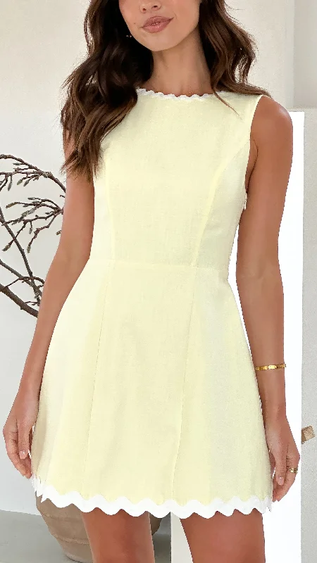 Strapless Party Dresses with Tassel Accents for Ladies' Fun and Flirty LookAceline Mini Dress - Lemon / White Strapless Party Dresses with Tassel Accents for Ladies' Fun and Flirty LookAceline Mini Dress - Lemon / White