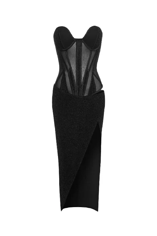Appliqué - decorated midi dress for a unique and detailed styleAlena Bodycon Chest Cup Mesh Midi Dress Appliqué - decorated midi dress for a unique and detailed styleAlena Bodycon Chest Cup Mesh Midi Dress