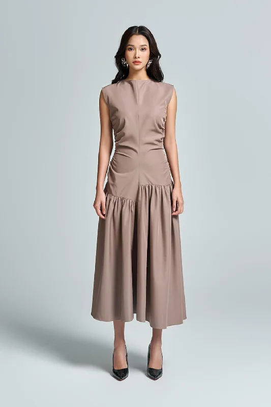 Tea - length midi dress for a classic and elegant lengthAmar Drop Waist Sleeveless Cotton Polyester Midi Dress Tea - length midi dress for a classic and elegant lengthAmar Drop Waist Sleeveless Cotton Polyester Midi Dress