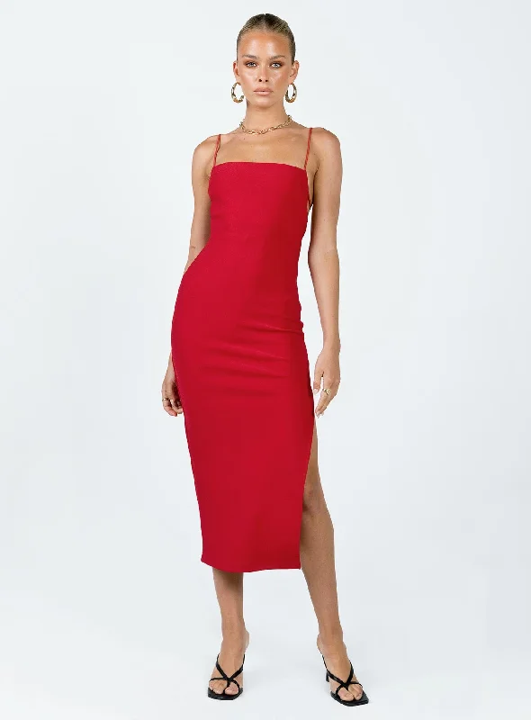 Halter - neck midi dress for a modern and stylish lookAnito Midi Dress Red