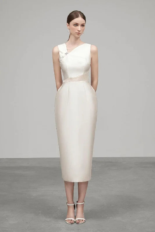 Midi dress for a yoga class with a flexible and breathable fabricAthena Pegged Asymmetric Neck Twinkle Taffeta Midi Dress Midi dress for a yoga class with a flexible and breathable fabricAthena Pegged Asymmetric Neck Twinkle Taffeta Midi Dress