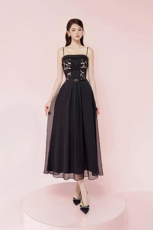 Polka - dot midi dress for a cute and retro lookAudrey A-line Camisole Floss Silk Midi Dress Polka - dot midi dress for a cute and retro lookAudrey A-line Camisole Floss Silk Midi Dress