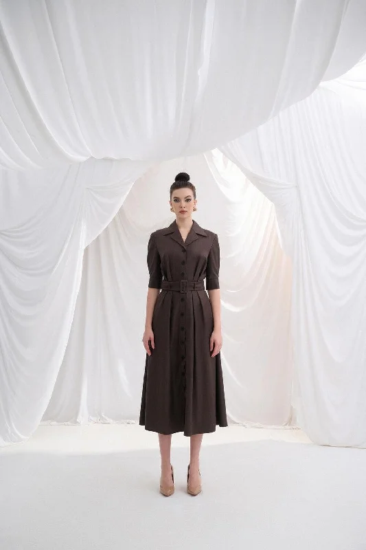 Sleeveless silk midi dress for a sophisticated summer styleAurore Shirt Middle Sleeved Polyester Midi Dress Sleeveless silk midi dress for a sophisticated summer styleAurore Shirt Middle Sleeved Polyester Midi Dress
