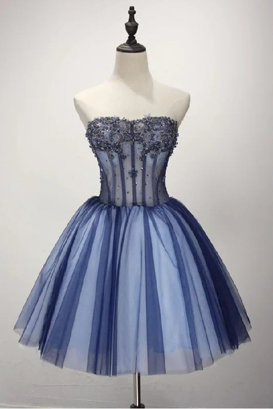 Vintage Inspired Party Dresses for Ladies' Retro Themed GatheringsBall Gown Strapless Short Tulle Homecoming Dress With Beading PG139 Vintage Inspired Party Dresses for Ladies' Retro Themed GatheringsBall Gown Strapless Short Tulle Homecoming Dress With Beading PG139