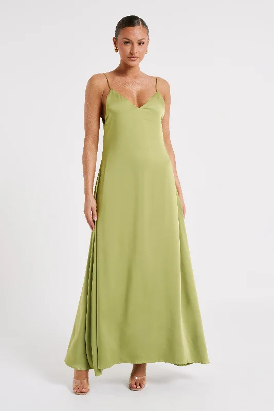 Chiffon Party Dresses with Embroidered Cuffs for Ladies' Elegant TouchBeatrice Flowy Maxi Dress - Parakeet Green Chiffon Party Dresses with Embroidered Cuffs for Ladies' Elegant TouchBeatrice Flowy Maxi Dress - Parakeet Green