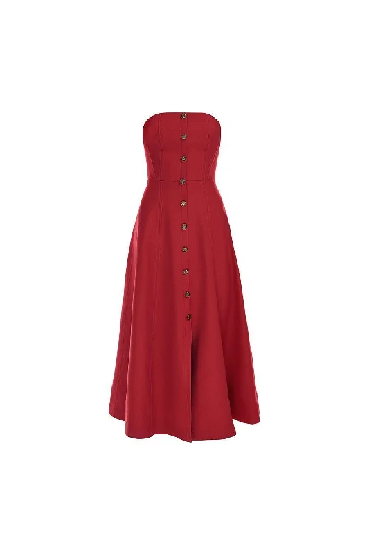 90s - inspired grunge midi dress with a casual and edgy lookButter Strapless Straight Across Neck Cotton Midi Dress 90s - inspired grunge midi dress with a casual and edgy lookButter Strapless Straight Across Neck Cotton Midi Dress