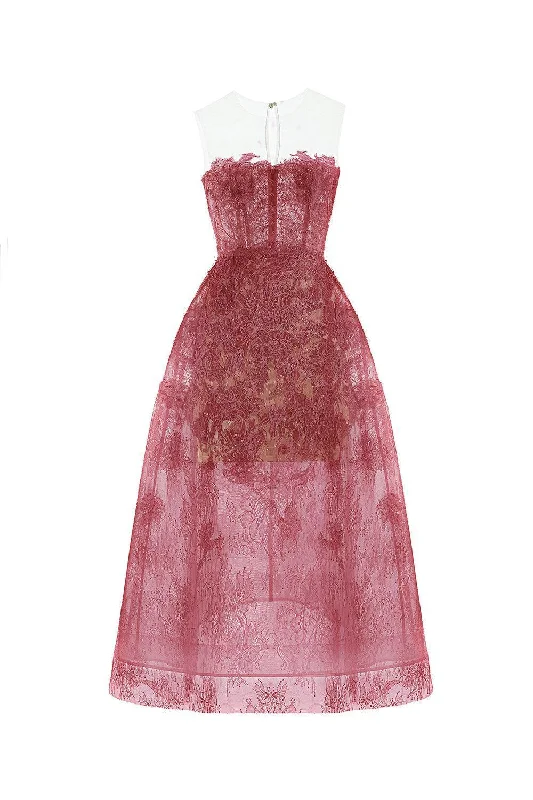 Printed - animal - pattern midi dress for a wild and trendy lookBead Lace Midi Dress Printed - animal - pattern midi dress for a wild and trendy lookBead Lace Midi Dress