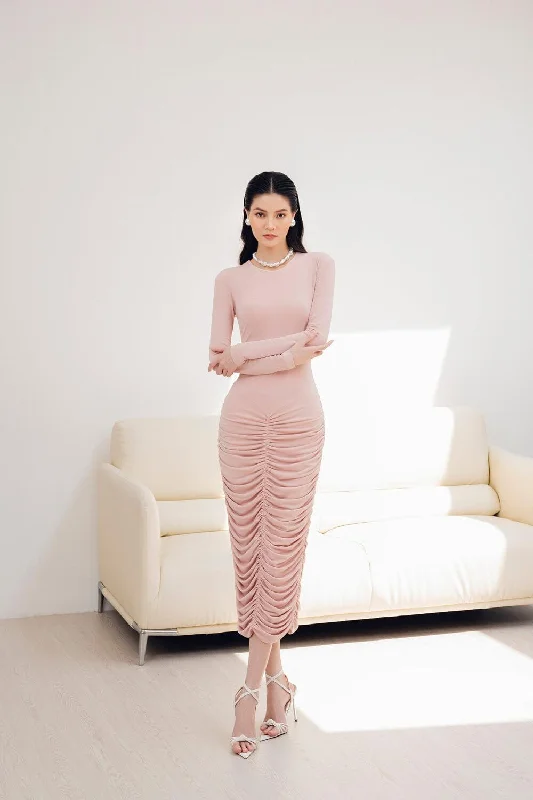 Designer - brand midi dress with a high - end labelDella Bodycon Long Sleeved Cotton Midi Dress Designer - brand midi dress with a high - end labelDella Bodycon Long Sleeved Cotton Midi Dress