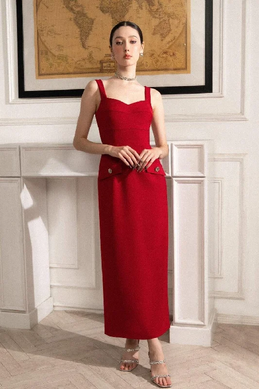 Ruched midi dress for a figure - hugging and flattering fitEleanor Sheath Strappy Polyester Midi Dress Ruched midi dress for a figure - hugging and flattering fitEleanor Sheath Strappy Polyester Midi Dress