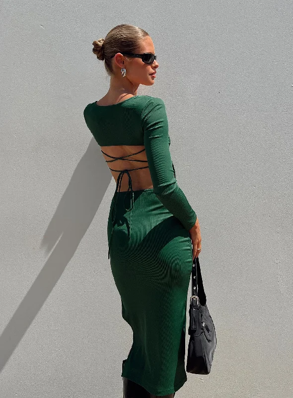 Ruffled - sleeve midi dress for a charming and playful lookEsplin Long Sleeve Midi Dress Green Ruffled - sleeve midi dress for a charming and playful lookEsplin Long Sleeve Midi Dress Green