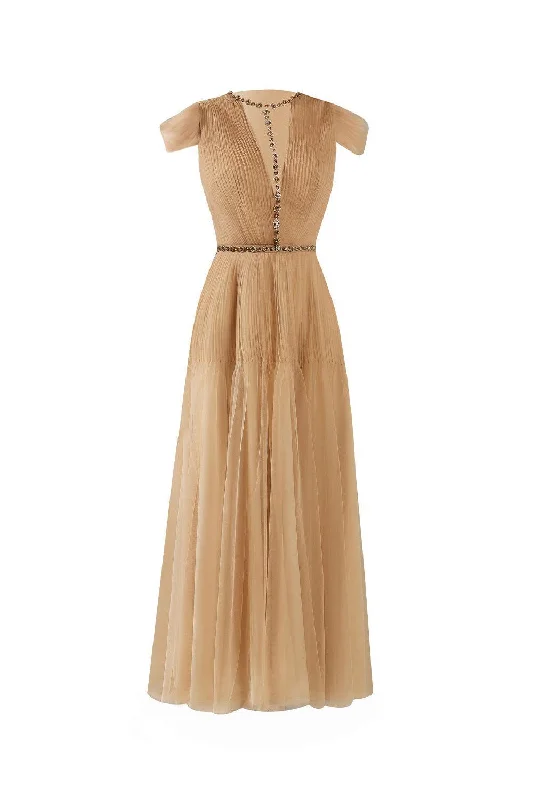 Midi dress for a music festival with a bohemian - inspired outfitFlorence A-line Cold Shoulder Sleeved Organza Midi Dress Midi dress for a music festival with a bohemian - inspired outfitFlorence A-line Cold Shoulder Sleeved Organza Midi Dress
