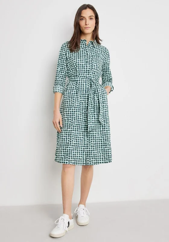 A - line satin midi dress for a formal and elegant occasionGerry Weber Square Print Shirt Midi Dress, Green A - line satin midi dress for a formal and elegant occasionGerry Weber Square Print Shirt Midi Dress, Green