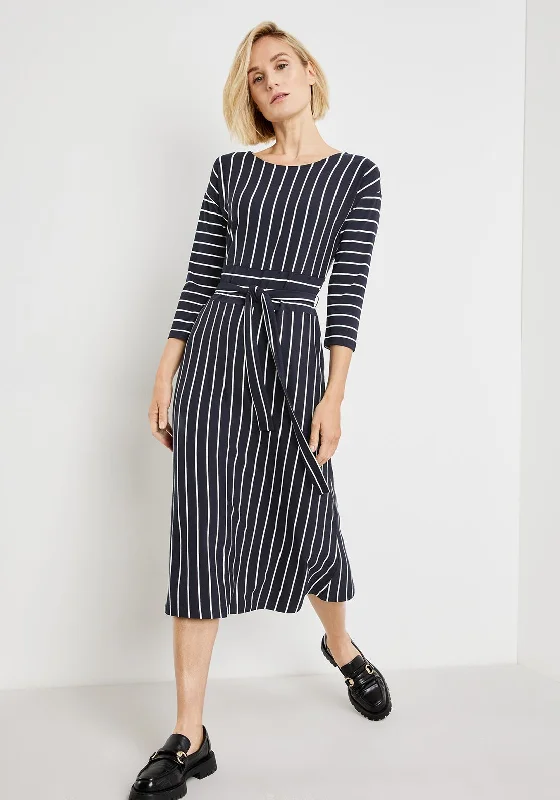 Turtleneck midi dress for a sophisticated and elegant styleGerry Weber Striped Midi Dress, Navy & White Turtleneck midi dress for a sophisticated and elegant styleGerry Weber Striped Midi Dress, Navy & White