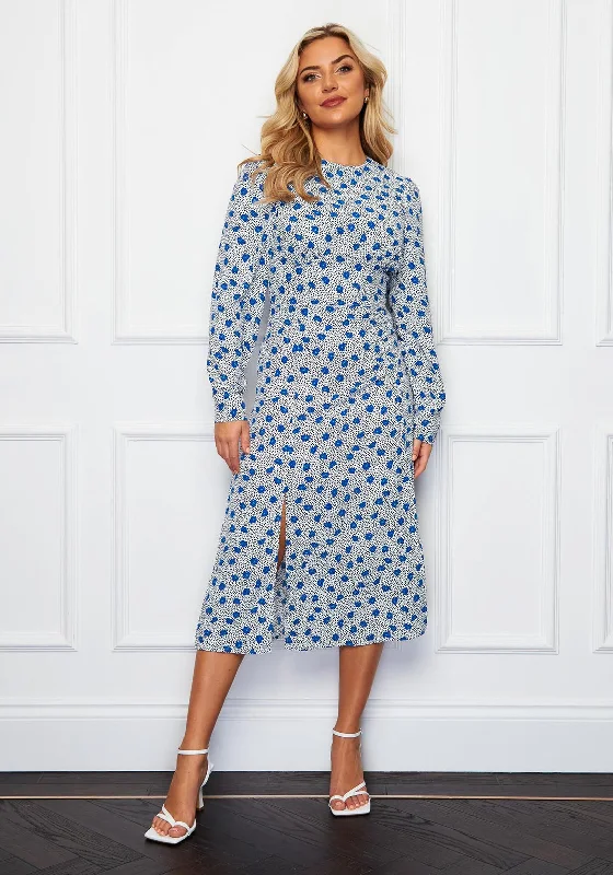 Cut - out midi dress for a daring and edgy lookGirl in Mind Cass Dual Slit Midi Dress, Blue Multi Cut - out midi dress for a daring and edgy lookGirl in Mind Cass Dual Slit Midi Dress, Blue Multi