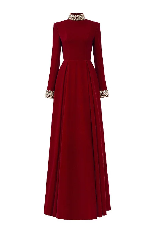 Plunging Neckline Party Dresses with Sequined Trim for Ladies' Glamorous EventsHaley A-line Draped Velvet Floor Length Dress Plunging Neckline Party Dresses with Sequined Trim for Ladies' Glamorous EventsHaley A-line Draped Velvet Floor Length Dress