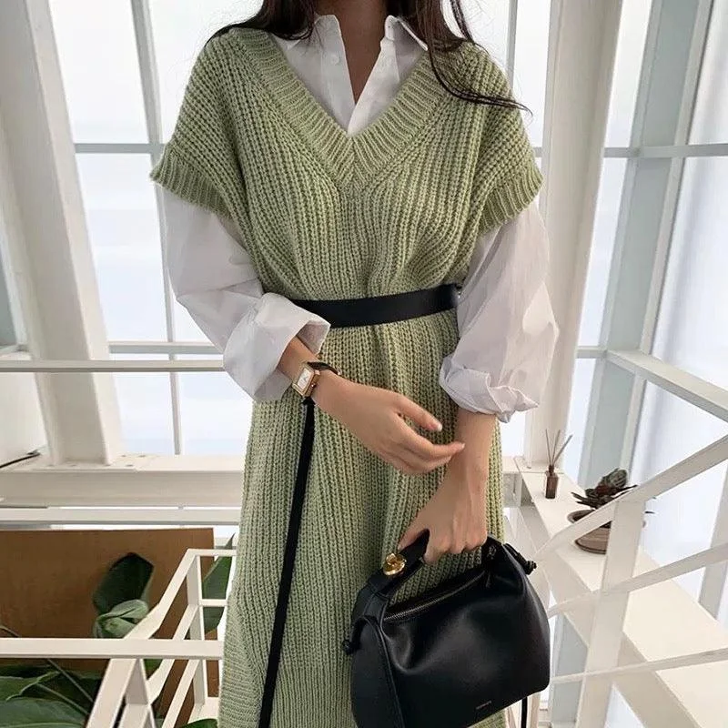 Party Dresses with Ruffled Sleeves and High Neck for Ladies' Dramatic and Elegant LookHolly Knitted Dress- Set of 3 With Belt Party Dresses with Ruffled Sleeves and High Neck for Ladies' Dramatic and Elegant LookHolly Knitted Dress- Set of 3 With Belt